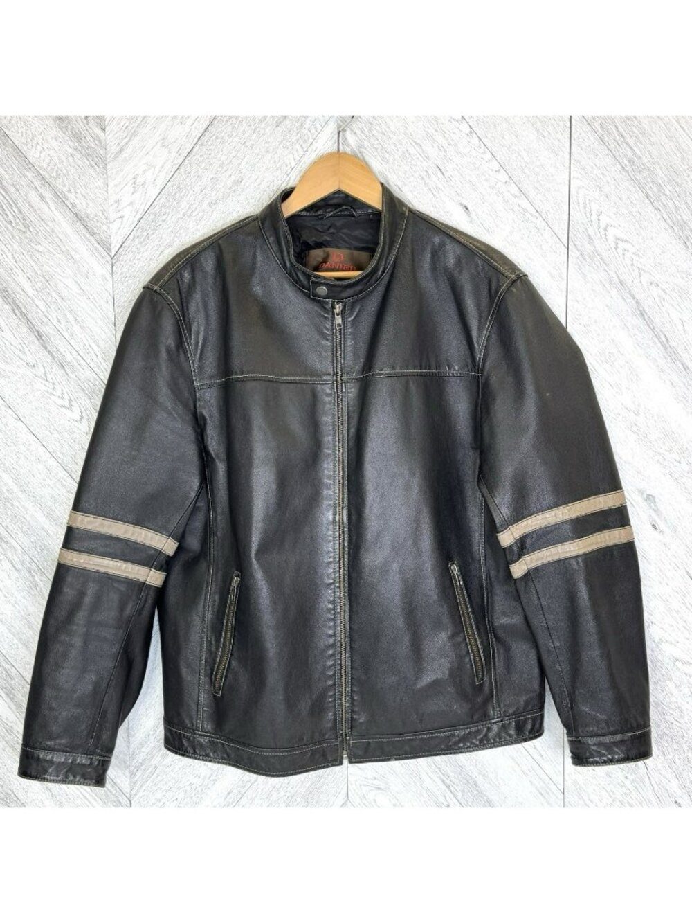 Danier Leather Black Cafe Racer Moto Motorcycle Jacket Full Zip Mens Size Large